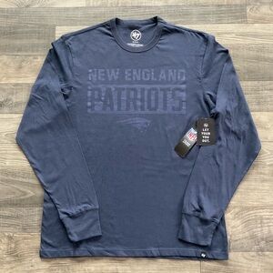 NWT ‘47 Brand New England Patriots T-shirt Men’s MEDIUM Navy Long Sleeves Tonal